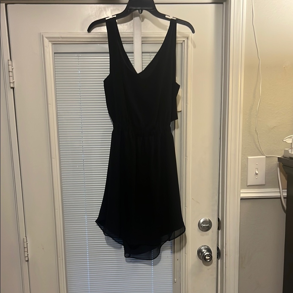 BCBGeneration Black Asymmetrical V-Neck Sundress